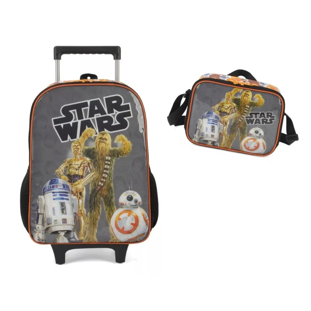 Kit Mochila De Rodinha Escolar Star Wars + Lancheira Mochila Térmica ...