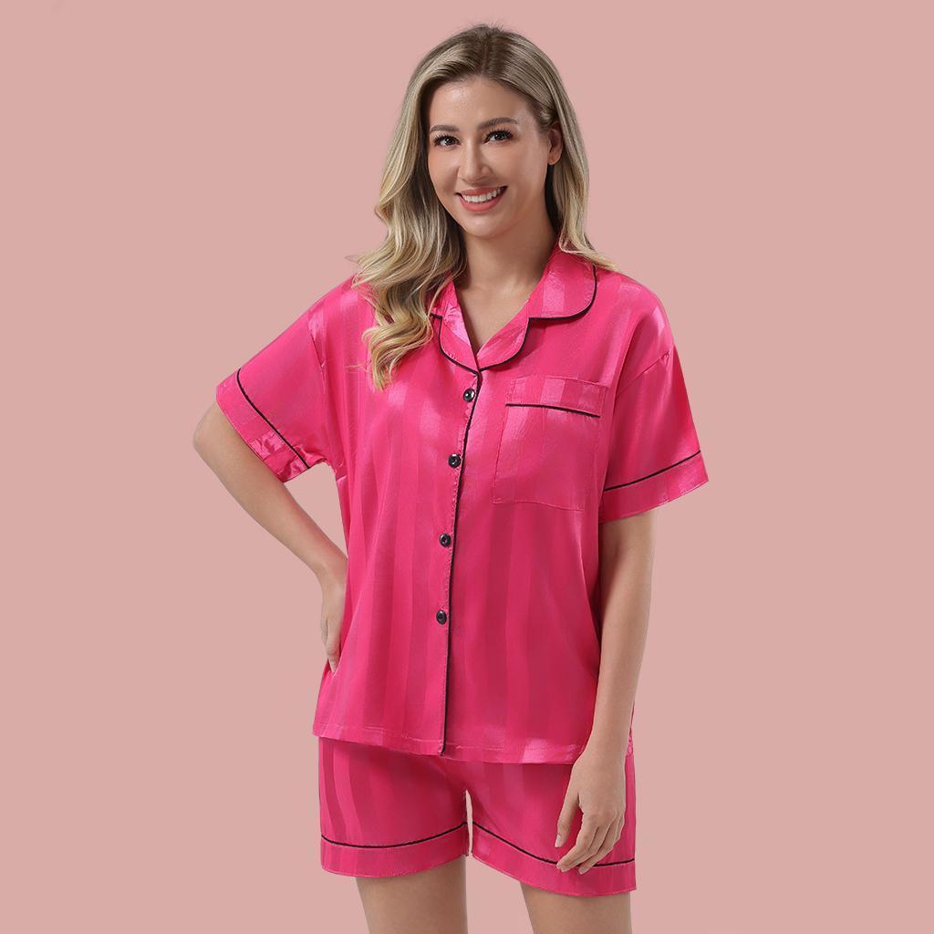 Z&D Lingerie Conjunto Pijama Americano Feminino Cetim Listrado com