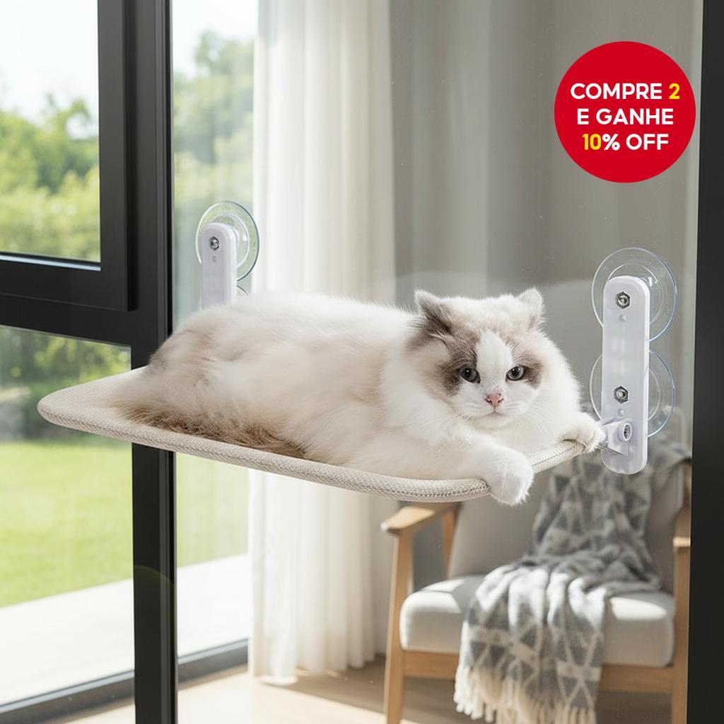 Cama de gato suspensa para peitoril de janela, dobrável com ventosa ...