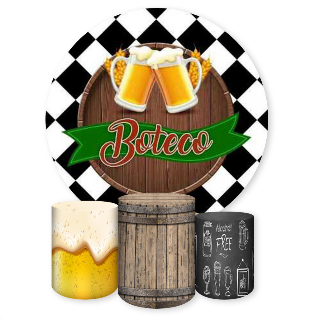 Kit Capa Painel + Trio Capas de Cilindros Sublimado Tema Boteco ...