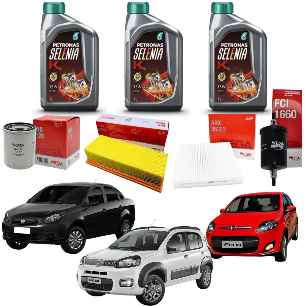 Kit Troca Óleo Motor Filtros 15W40 Grand Siena Evo 1.4 | Shopee Brasil