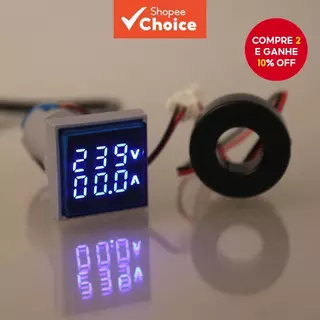 Voltímetro Digital LED Quadrado De Duplo Display E Medidor De Tensão AC 60-500V 0-100A em Oferta na Shopee