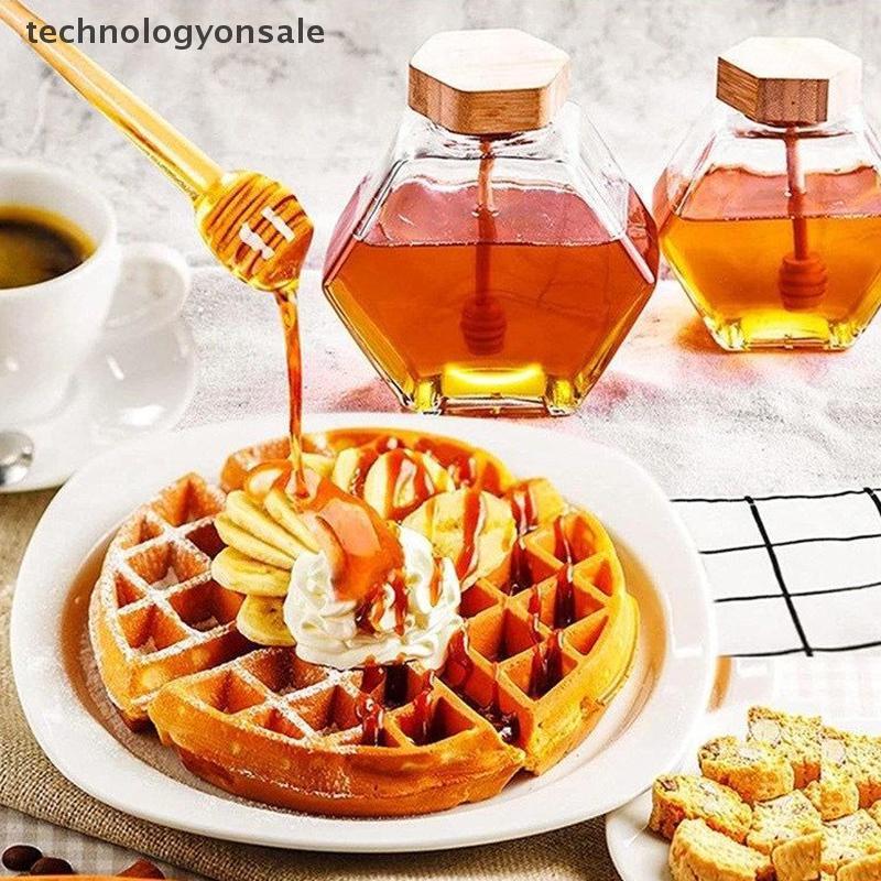 [Tecnologia] Garrafa De Mel De Vidro Hexagonal Com Pote Madeira , Haste ...