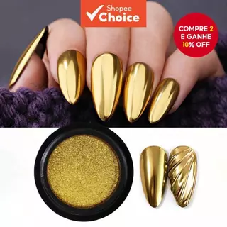 1Pc Cromo Prego Pó Espelho Efeito Glitter Altamente Pigmentado Poeira Metálica Arte Do Pós Com Aplicadores De Esponja em Oferta na Shopee