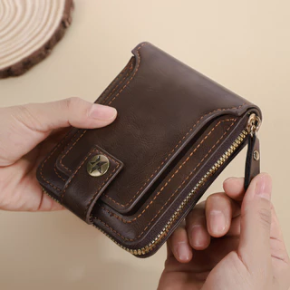 Carteira Masculina Novo Estilo De PU Couro Zíper - 10 Slots e Moedas Fecho De Ferrolho