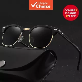 Óculos De Sol Retrô UV400 – Tons Unissex Com Rebite Vintage em Oferta na Shopee