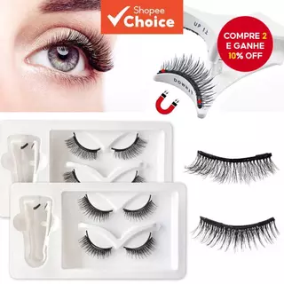 Cílios Magnéticos Macios 2 Pares-Naturais , Sem Cola , Preguiçosos E Clipes Incluídos em Oferta na Shopee