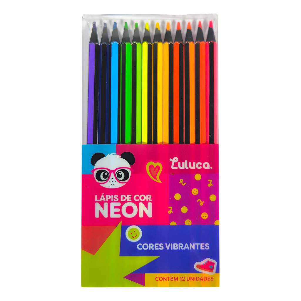 Lapis De Cor Neon Luluca Escolar Caixa 12 Lapis Skypaper | Shopee Brasil