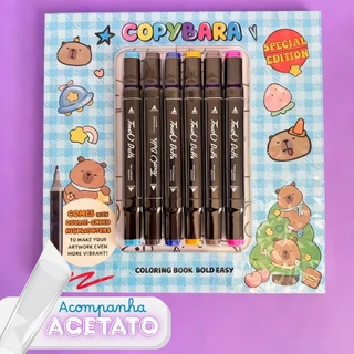 Kit Livro de Colorir com 6 Touch Caneta Marcadores Ponta Dupla Capivara Cute & Comfy Bob Good em Oferta na Shopee