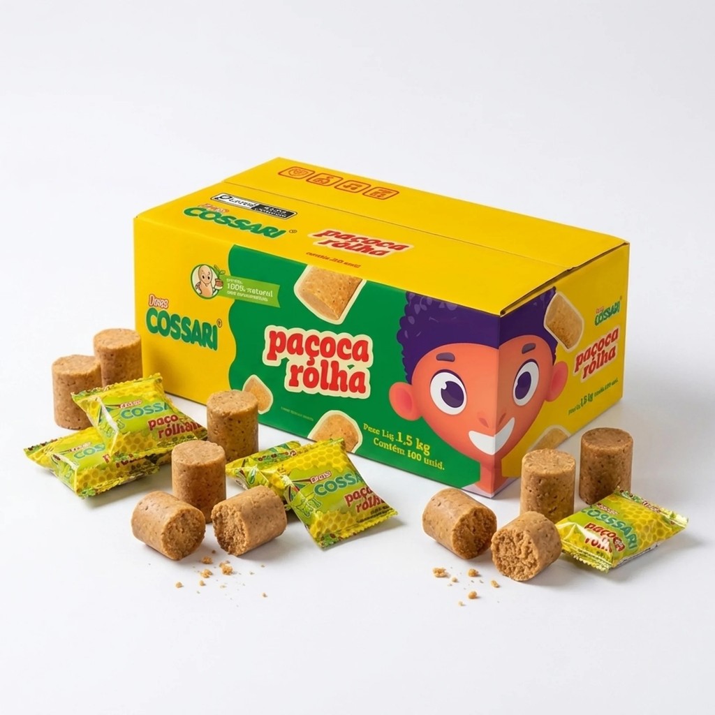 Doce Paçoca Rolha Paçoquinha Caixa 100 Unidades Embrulhada 1,5 Kg ...