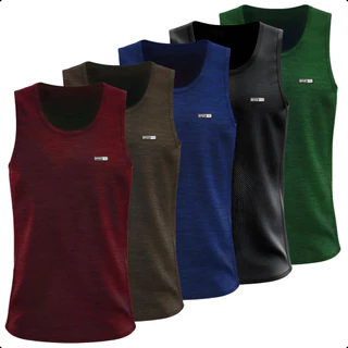 Kit 5 Regatas Dry Fit Masculina Academia Básica Malha Fria