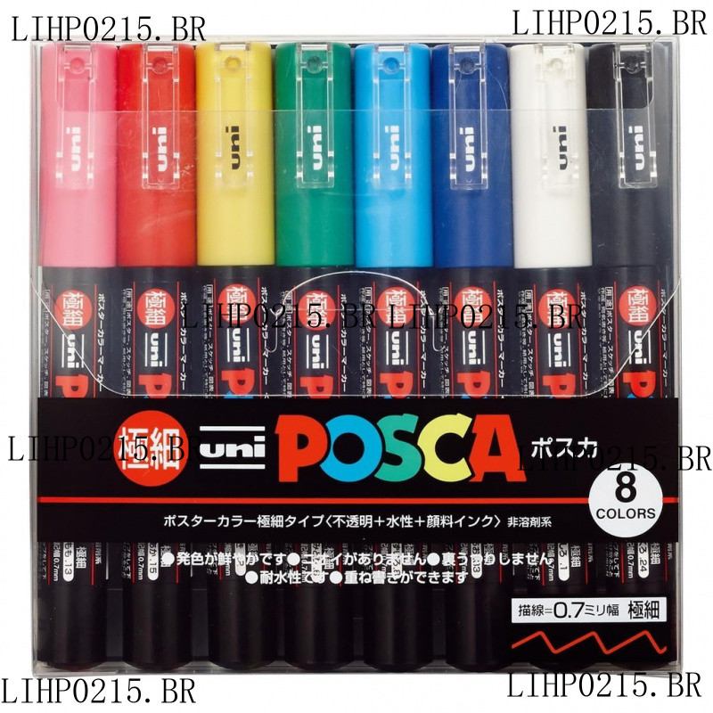 Uni-Ball POSCA Marcador/Caneta De Sinalização Conjunto De 8 Cores Com ...
