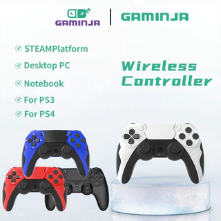 GAMINJA P48 Controlador De Jogo Sem Fio PS4 PS3 Joystick Console Wins10 Duplo Vibratório PC Microfone Trackpad