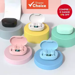 E6S Fones De Ouvido Sem Fio Bluetooth Display LED 9D Som Estéreo Fone À Prova Dwaterproof Água Redução Ruído Com Microfo em Oferta na Shopee