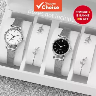 Conjunto de Acessórios Femininos Relógio Redondo Requintado e Elegante Retro em Oferta na Shopee