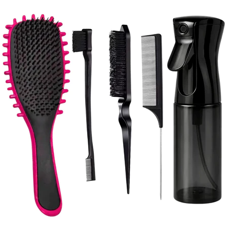 Kit Completo fitagem Para Cabelos Cacheados Profissional Escova + Spray + Pentes baby hair Desembaraça Define Anti Frizz