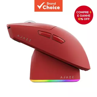 mouse Sem Fio AJAZZ AJ139P V3 MC Para pc , Vermelho , Conectividade Trimodo (Bluetooth + 2.4G + USB-C) , Base De Carrega