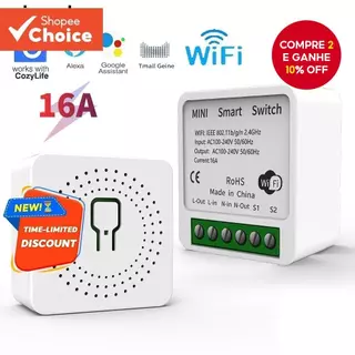 Mini Interruptor Inteligente WIFI Funciona Com Controle De Voz Alexa Google Home em Oferta na Shopee