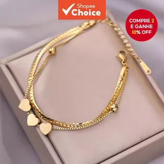 Pulseira Dupla De Aço Titânio Estilo Ins Joias Minimalistas Não Desbotadas em Oferta na Shopee