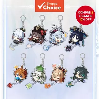 Jogo Genshin Impact Chaveiro Cartoon com Personagens Xiao, Venti e Wriothesley em Oferta na Shopee