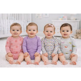 KIT BODYS CARTER'S MAÇÃ MENINA - 4 PEÇAS em Oferta na Shopee