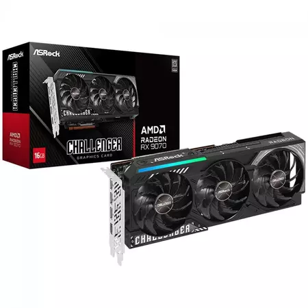 Placa de Vídeo ASRock AMD Radeon RX 9070 Challenger, 16GB, GDDR6, FSR, Ray Tracing, 90-GA5NZZ-00UANF