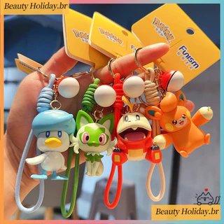 Chaveiro original Pokémon Jornada de Aventura: Fuecoco e Sprigatito Quaxly, boneco fofo, acessório kawaii de anime