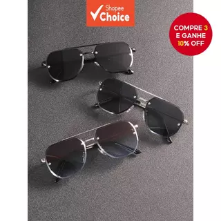 Óculos De Sol Para Homens , Armação Completa De Metal , Ponte Dupla , Retrô , Moda De Rua , Deslocamento Diário , Viagen em Oferta na Shopee