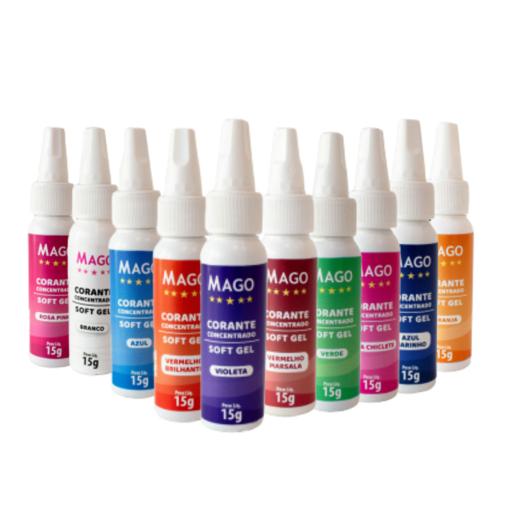 Kit 10 Corante Alimentício Soft Gel 15g Mago