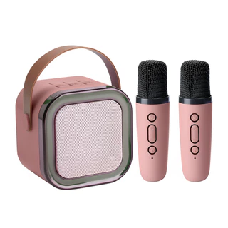 Caixa de Som Karaokê Bluetooth com Microfones Wireless Luz Ambiente RGB em Oferta na Shopee