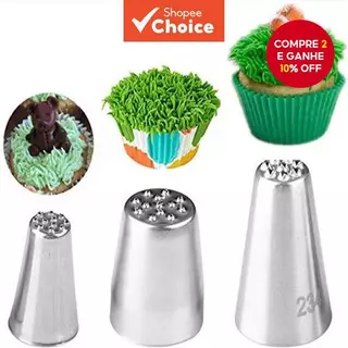 3 Pcs Creme de Aço Inoxidável Decoração Boca Pequena Grama Bico de Ferramentas Confeiteiro em Oferta na Shopee