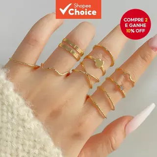 Conjunto De Anel De Onda De Coração Vintage De 9 Peças Para Casais Ocasiões Românticas Combinando Joias De Amor em Oferta na Shopee