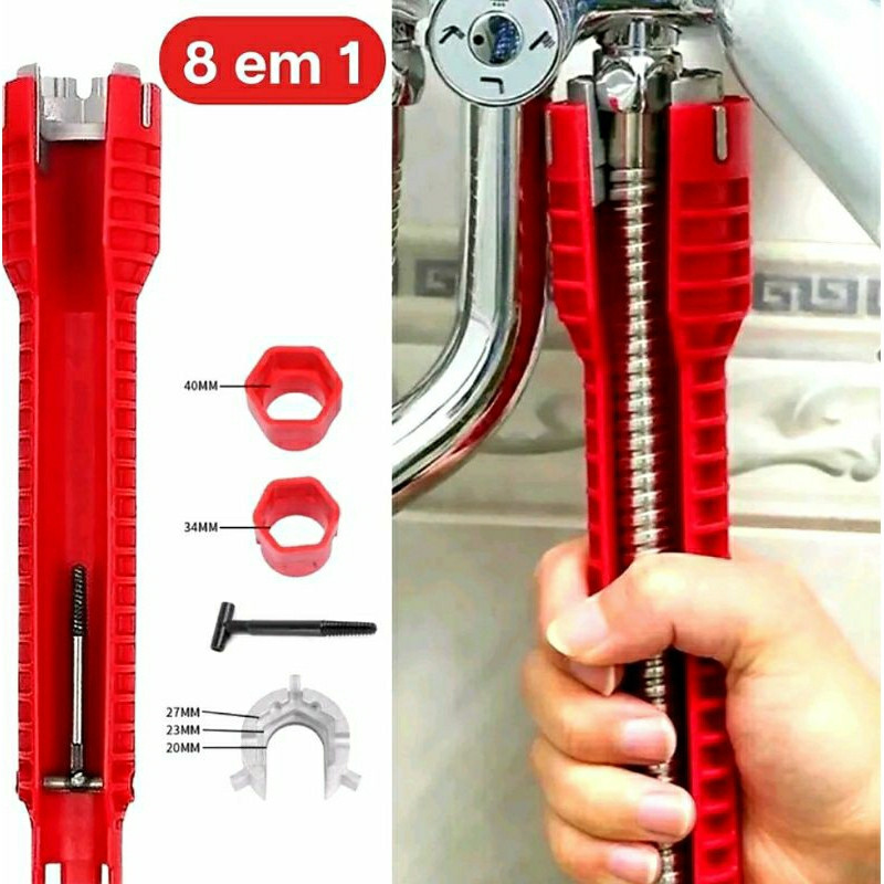 Chave Hidráulica Ferramenta Profissional Para apertar cano Instalar Torneira 8 em 1 Chave de Encanamento