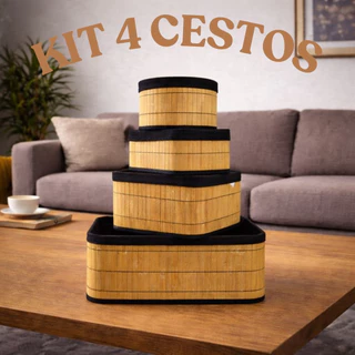 Cesto Organizador de Bambu Preto Decorativo Multiuso para Banheiro Quarto e Cozinha em Oferta na Shopee