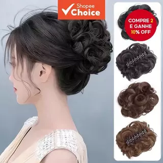 Grampo De Cabelo De Coque De Flores-Peruca Falsa Updo Solta Com Clipe De Tubarão Volumizador , Aparência Natural em Oferta na Shopee