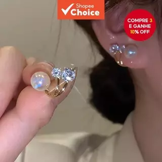 1 Par De Brincos Geométricos Estilo Coreano Com Pérola E Strass Para Festa , Uso Diário , Presente Mulheres em Oferta na Shopee