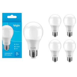 Kit 4 Lâmpadas Led Bulbo Elgin 9w 6500k Elgin Bivolt Branco Frio Econômica