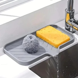 Porta Esponja de Pia Silicone com Drenagem – Suporte de Silicone Multiuso para Cozinha e Banheiro
