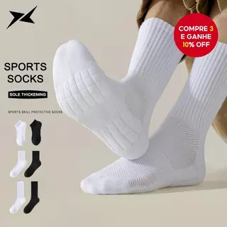 3 Pares De Meias Grossas De Basquete De Cano Alto Para Casais , Toalha De Corrida , Presente Sólido , Preto E Branco em Oferta na Shopee