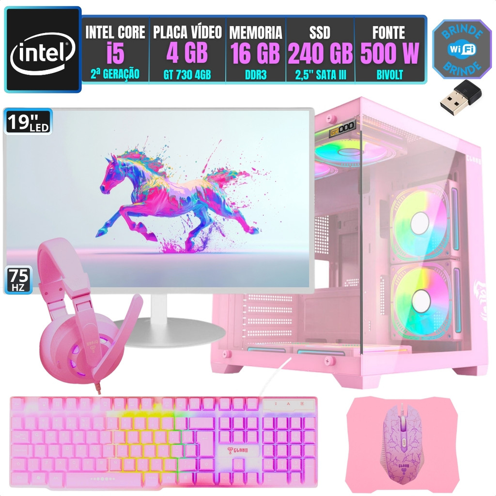 PC Gamer Computador Completo Kit Intel i5 Memoria 16GB SSD 240GB Placa ...