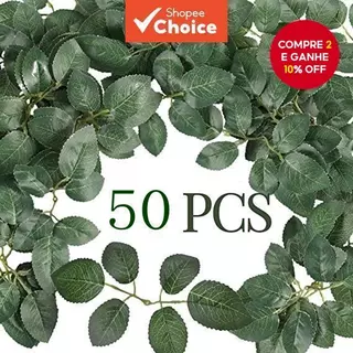 50 Peças De Folhas Verdes Artificiais , Vegetação De Seda Em Massa Para Casamento , Festa E Decoração DIY em Oferta na Shopee