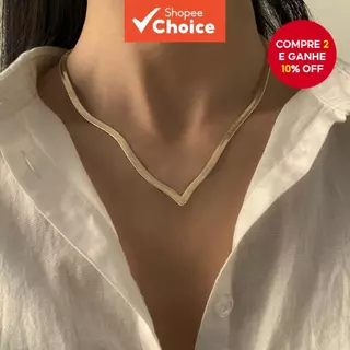 Gargantilha Moderna Com Corrente De Cobra Em Formato De V Para Mulheres – Colar Ajustável De Estilo Grosso Uso Diário em Oferta na Shopee