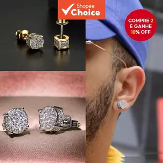 Brincos De Zircão De Aço Inoxidável Masculinos Da Moda Acessórios De Joias Punk Hip-Hop em Oferta na Shopee