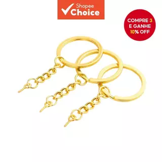  50Pçs Chaveiro 25mm Ouro DIY Chaveiros Anéis Chaveiro Divisão Anel Pequeno Corrente Curta Porta-Chaves Chaveiro