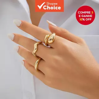 Conjunto De Anéis Wave Hug Empilháveis Joias Boho Para Mulheres E Meninas Presente Moderno em Oferta na Shopee