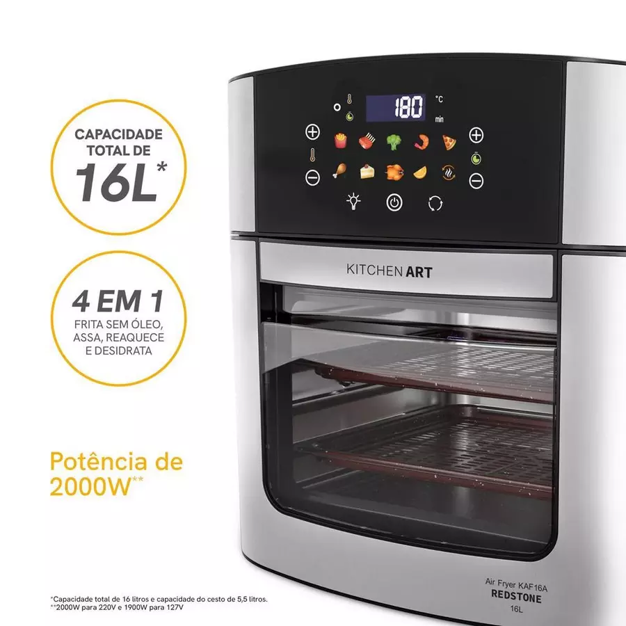 Air Fryer Oven Kitchen Art KAF16A 16L 4 em 1 com Espeto Rotisserie 1700W - foto 4
