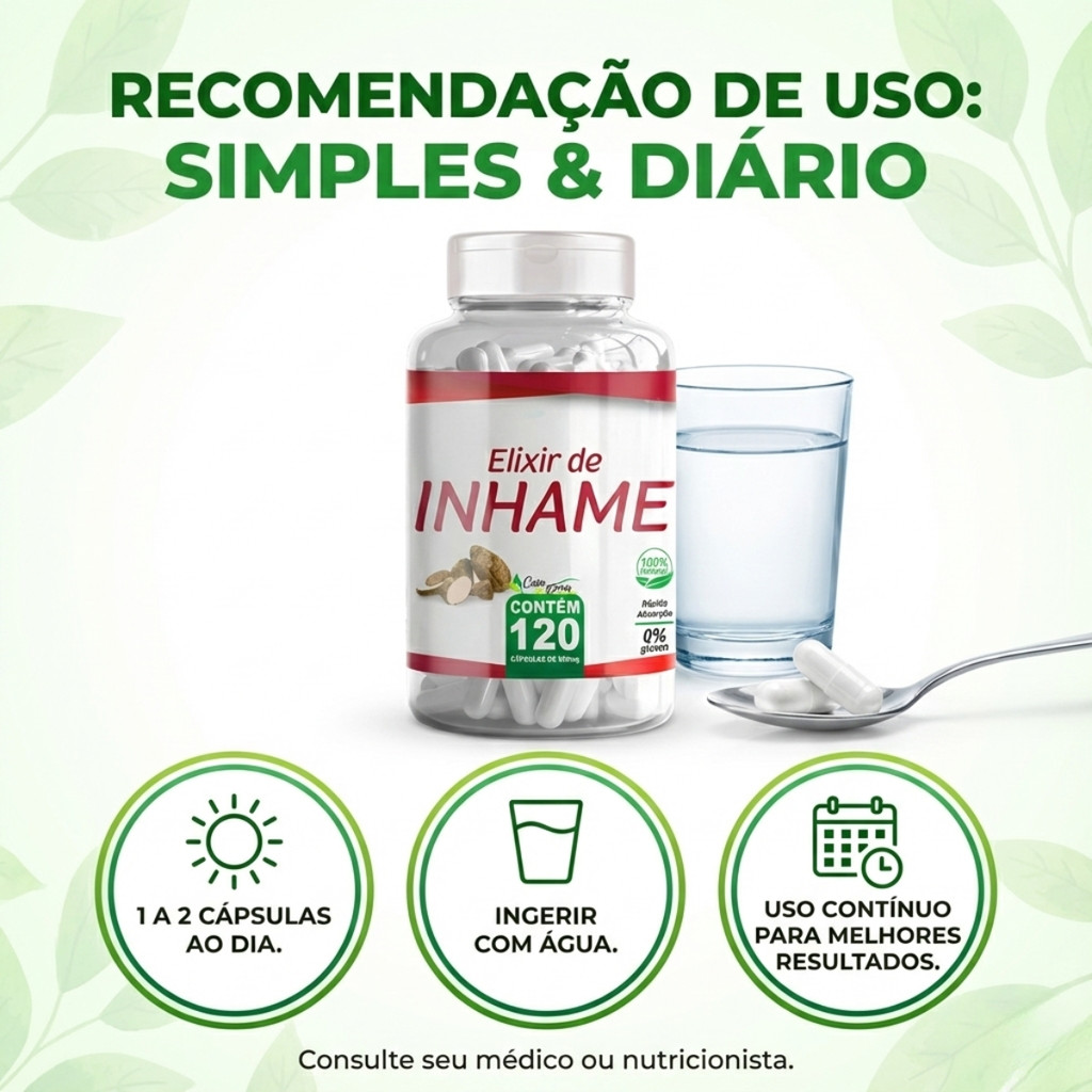 Elixir de inhame 100% natural 120 capsulas 500 mg | Shopee Brasil
