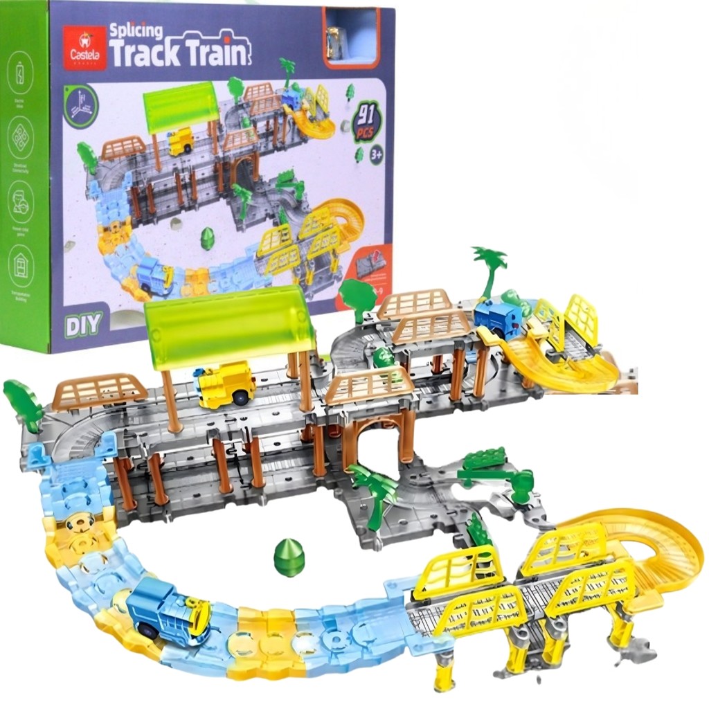 Pista de Trem Elétrico de Corrida Com 91 Pçs - Castela | Shopee Brasil