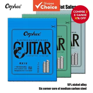 Orphee Cordas Para Violão Elétrico Modelo RX15 RX17 RX19 De Alta Qualidade Em Aço Niquelado Super Leve em Oferta na Shopee