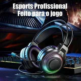 Headset Gamer Pro Com Fio LED RGB | Microfone Integrado | Preto | Para Desktop/Notebook